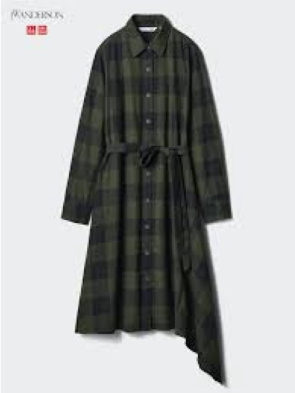 JW ANDERSON for uniqlo Plaid Long-Sleeve Shirt Dress with Tie Belt
